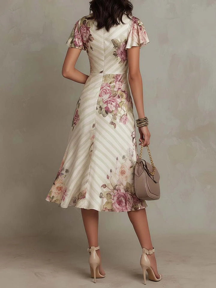 Alba | Vestido midi satén floral