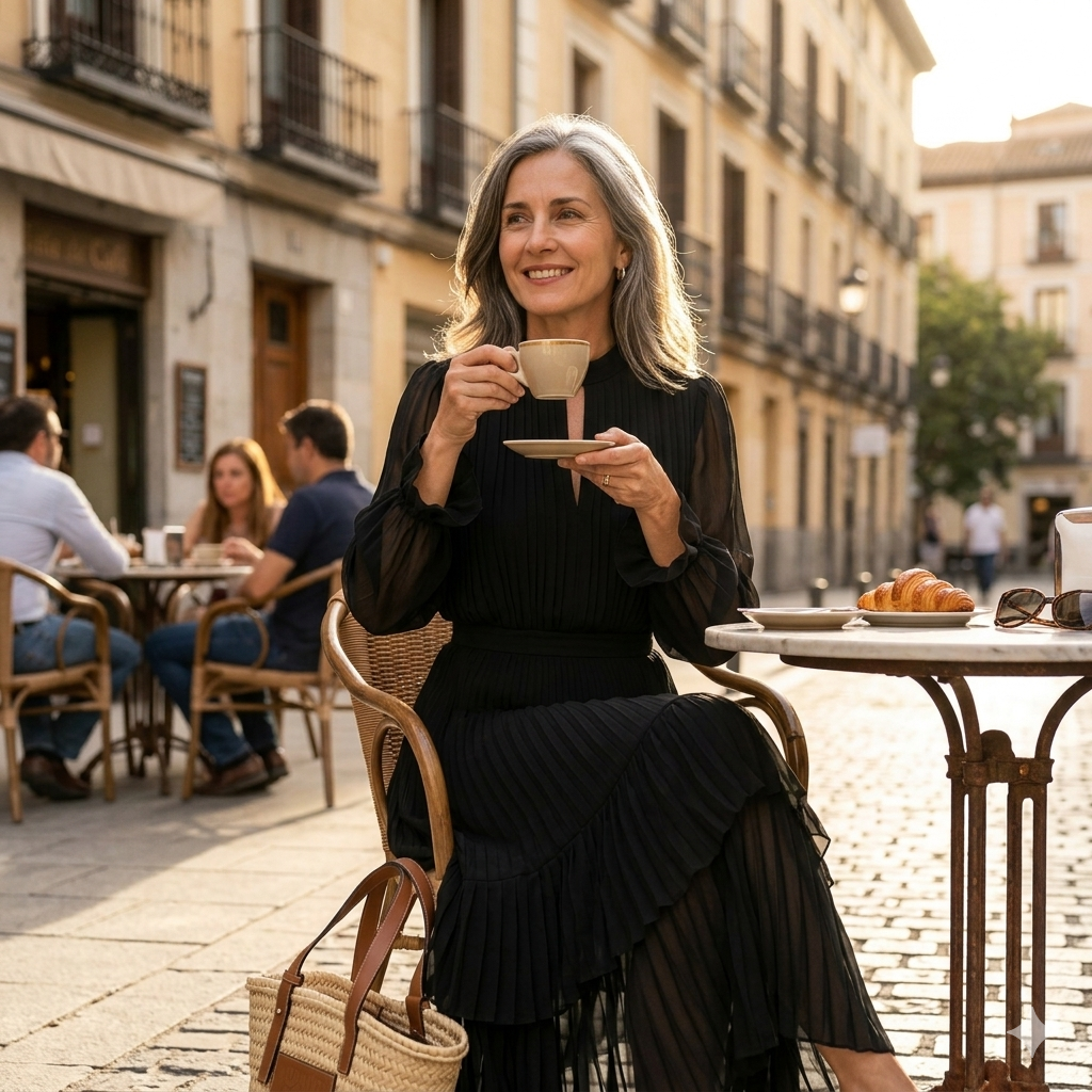 Martina | Vestido midi plisado con volantes