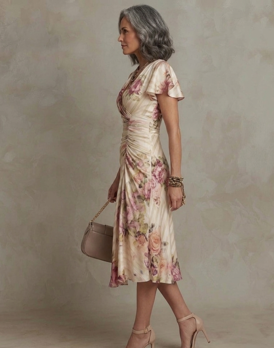 Alba | Vestido midi satén floral