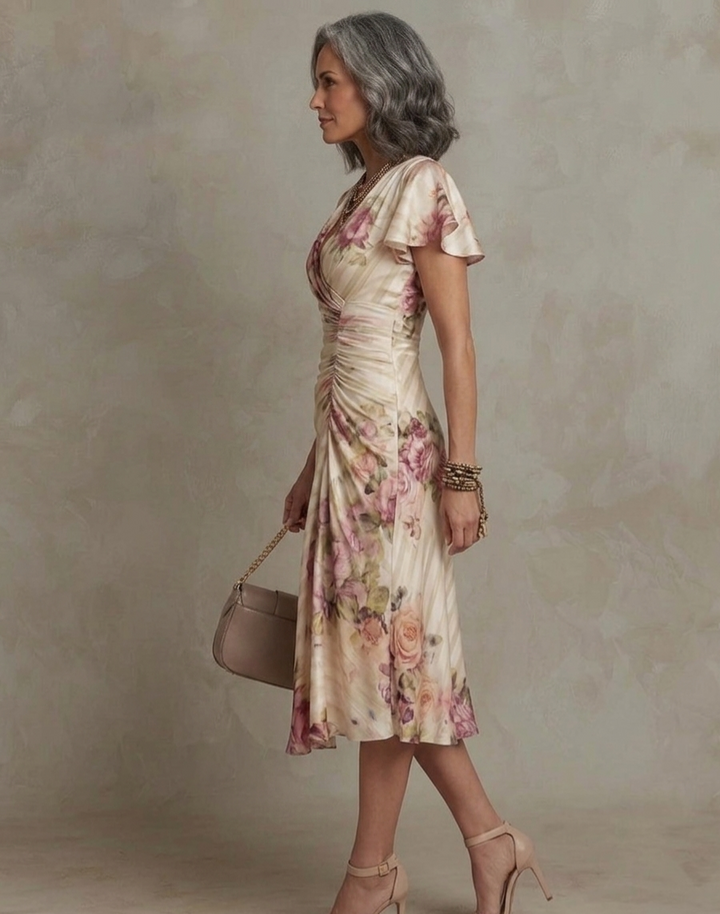Alba | Vestido midi satén floral