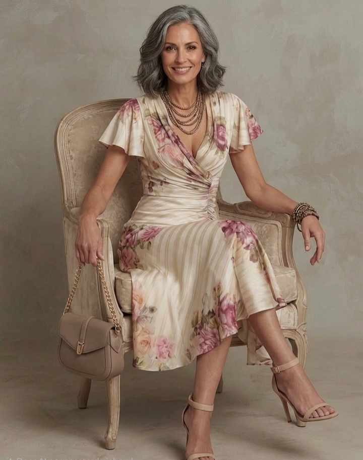 Alba | Vestido midi satén floral