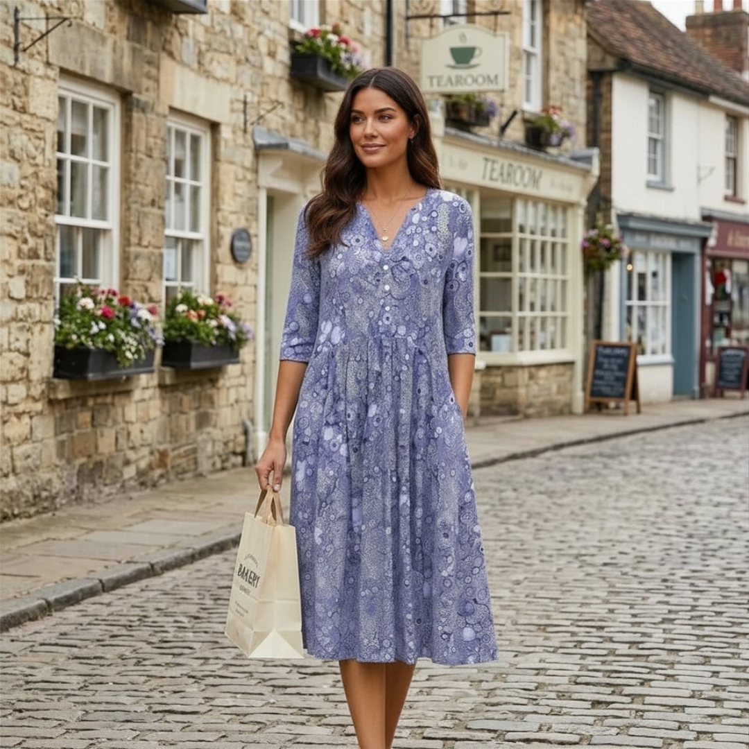 Harlow | Vestido midi elegante con cuello en V