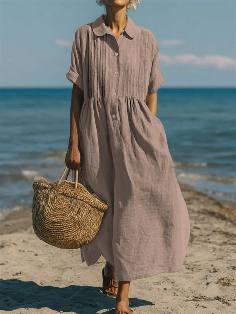 Arianne | Vestido camisero fluido de algodón elegante