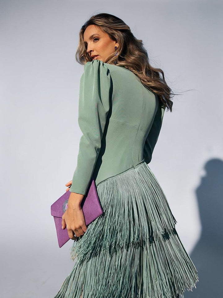 Sofía | Vestido elegante con flecos
