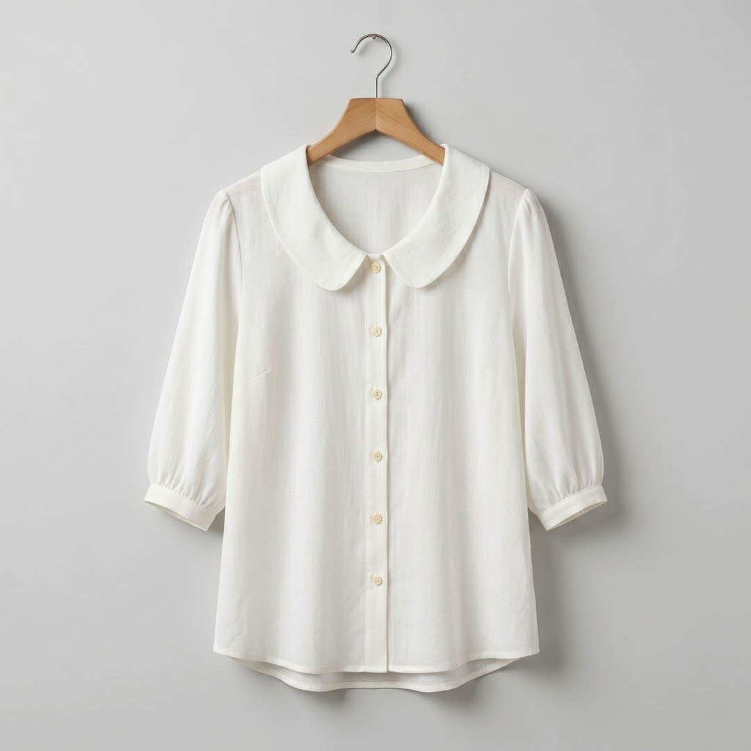 Alessia | Blusa elegante de algodón ligero con cuello redondeado