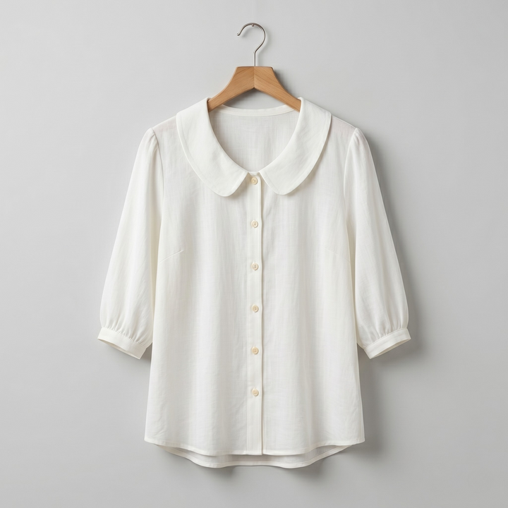 Alessia | Blusa elegante de algodón ligero con cuello redondeado