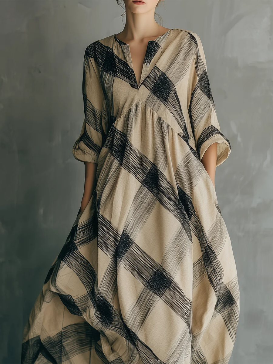 Luciana | Vestido holgado con Estampado Artístico