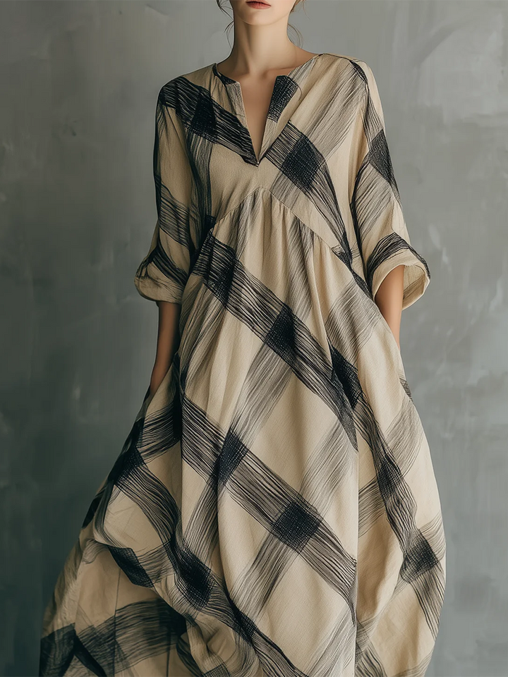 Luciana | Vestido holgado con Estampado Artístico