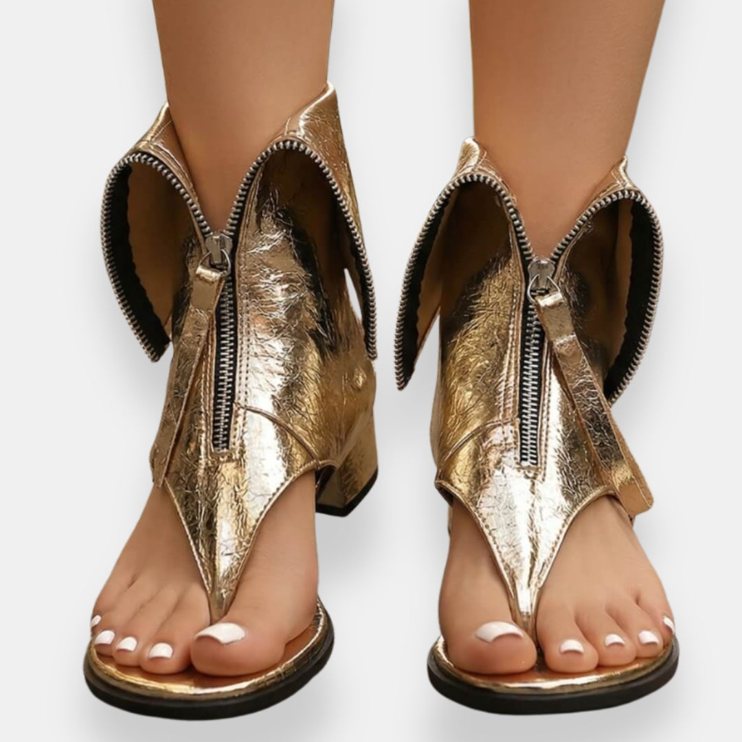 Octavienne | Sandalias metalizadas con cremallera