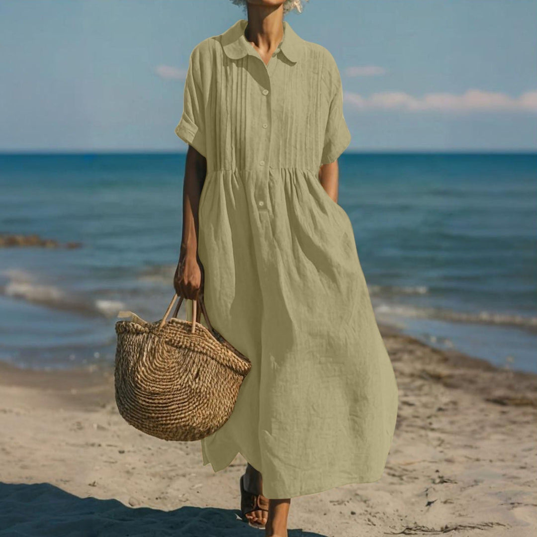Arianne | Vestido camisero fluido de algodón elegante