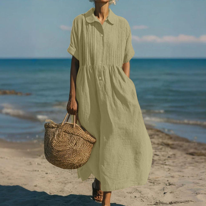 Arianne | Vestido camisero fluido de algodón elegante