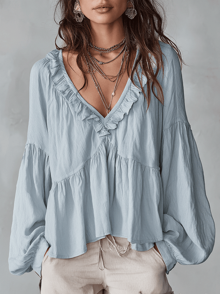 Natalissa | Blusa bohemia con volantes, de estilo vintage y corte vaporoso