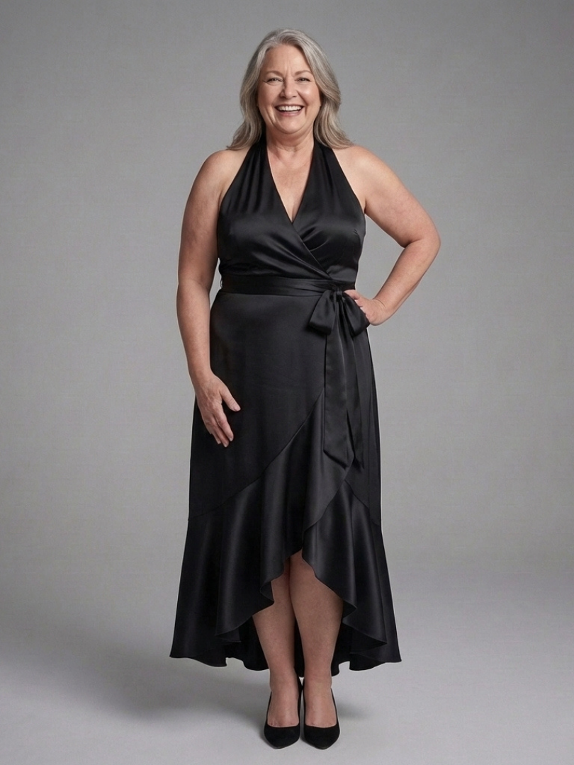 Briony | Vestido asimétrico con tirantes al cuello