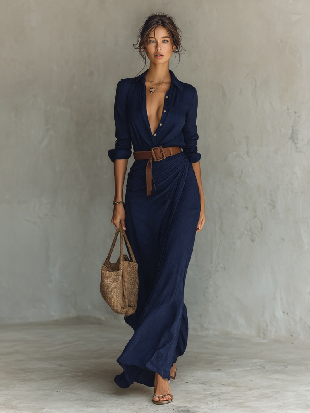 Mia | Vestido largo elegante con cinturón