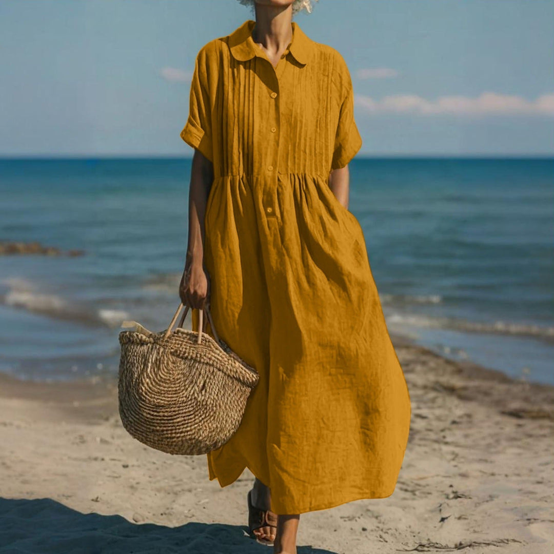 Arianne | Vestido camisero fluido de algodón elegante