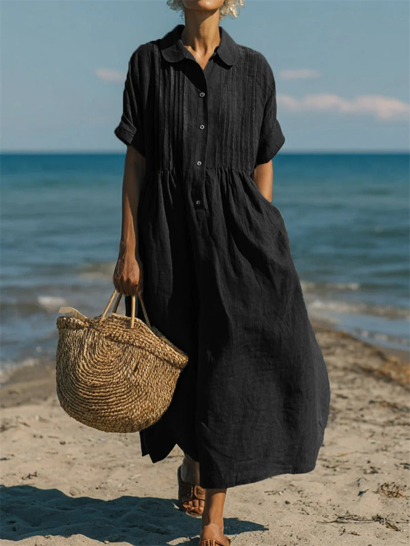 Arianne | Vestido camisero fluido de algodón elegante