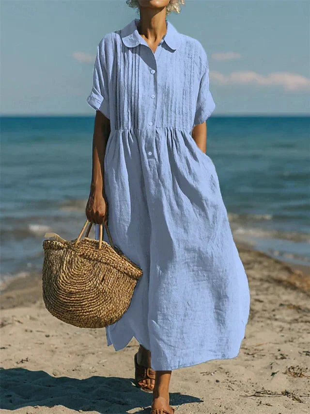 Arianne | Vestido camisero fluido de algodón elegante