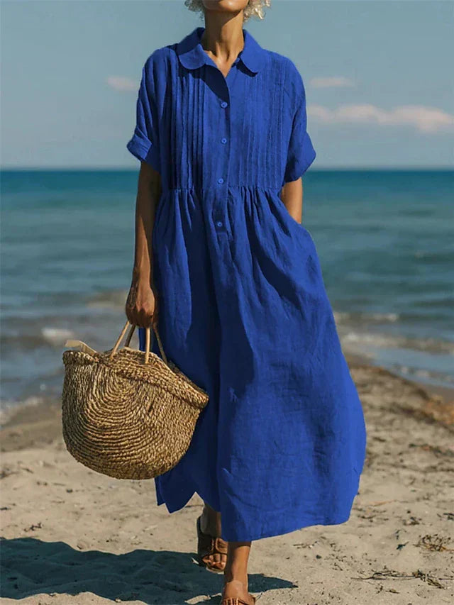 Arianne | Vestido camisero fluido de algodón elegante