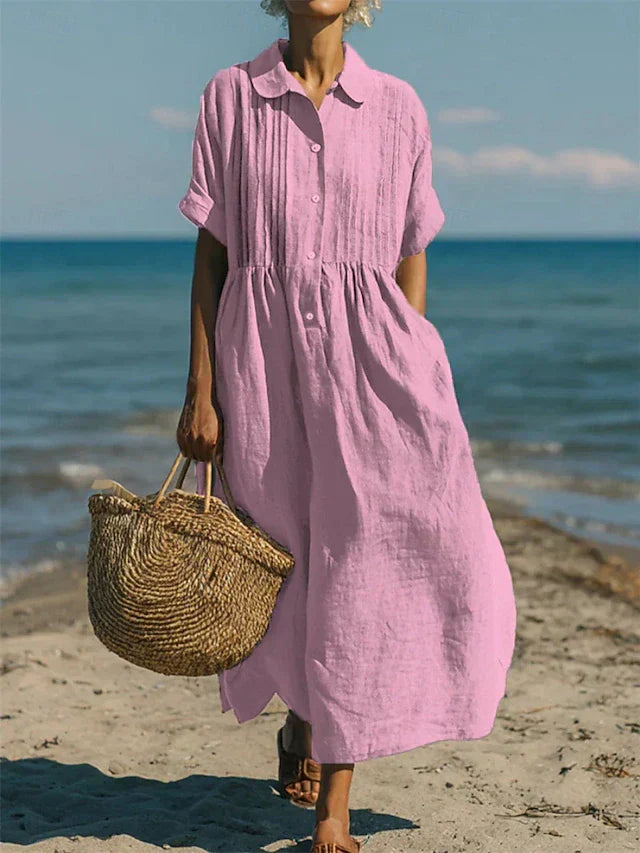 Arianne | Vestido camisero fluido de algodón elegante