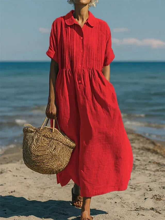 Arianne | Vestido camisero fluido de algodón elegante