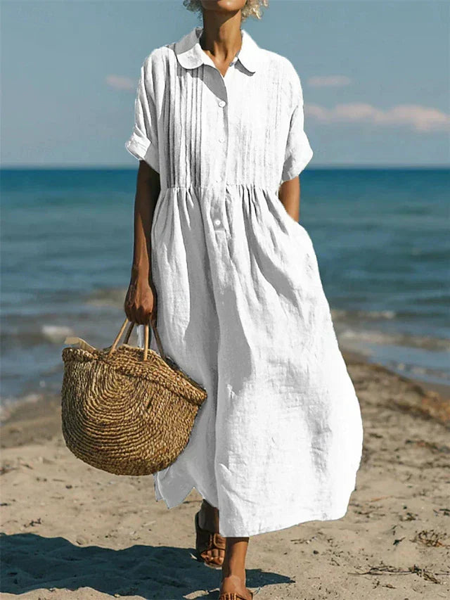 Arianne | Vestido camisero fluido de algodón elegante