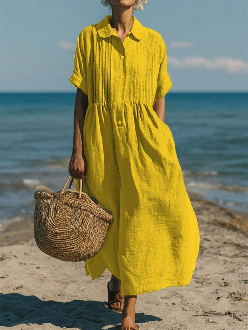 Arianne | Vestido camisero fluido de algodón elegante