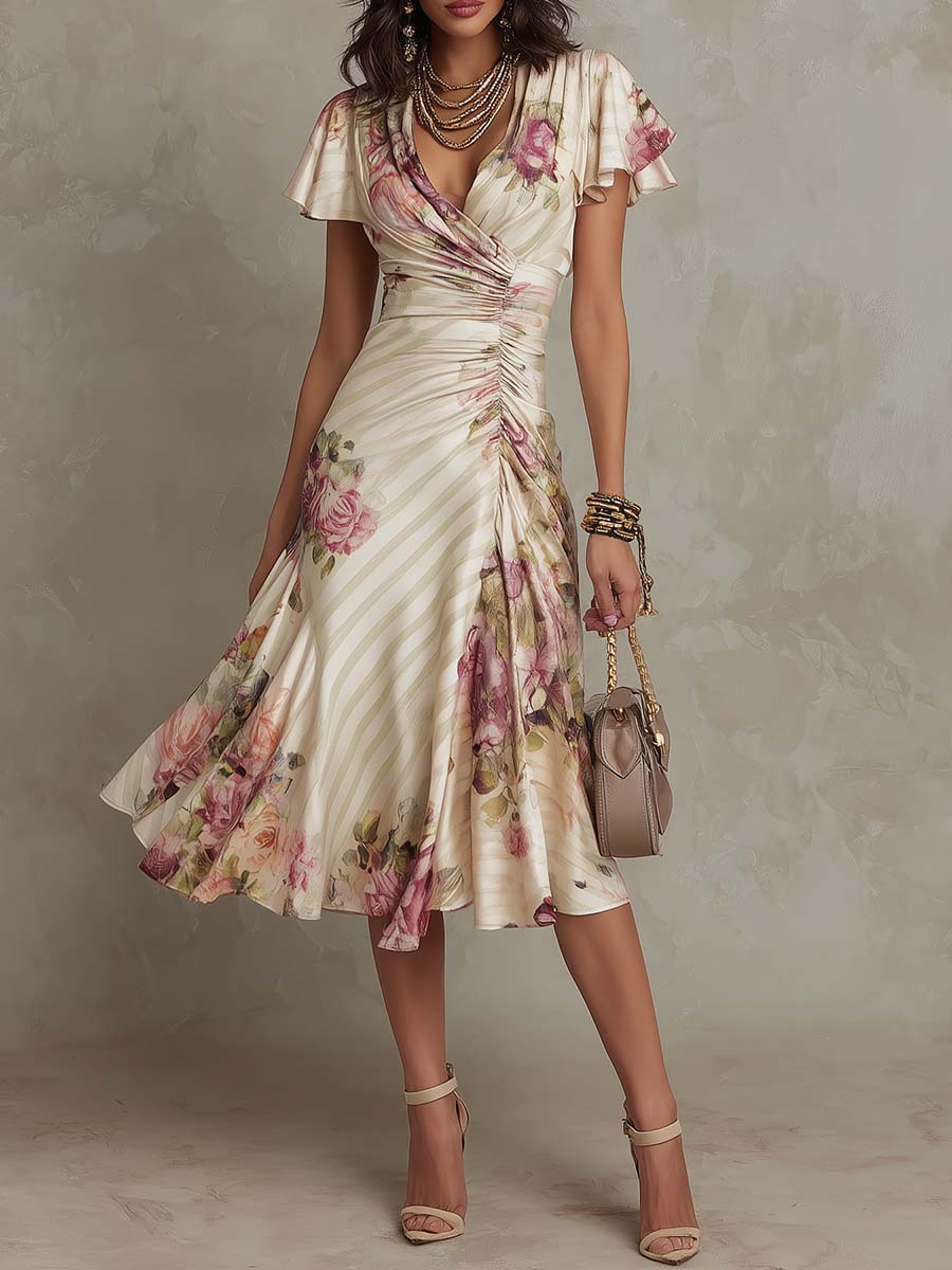 Alba | Vestido midi satén floral