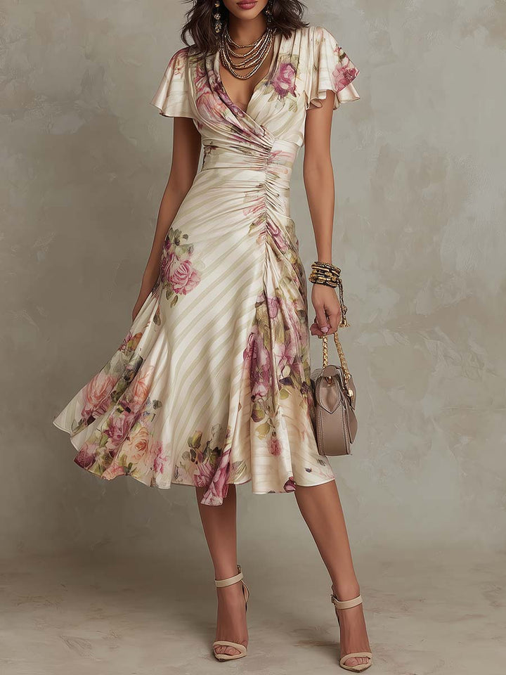 Alba | Vestido midi satén floral