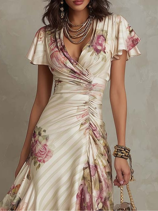Alba | Vestido midi satén floral
