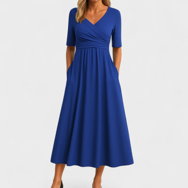 Noelle | Elegante vestido midi con cuello en V