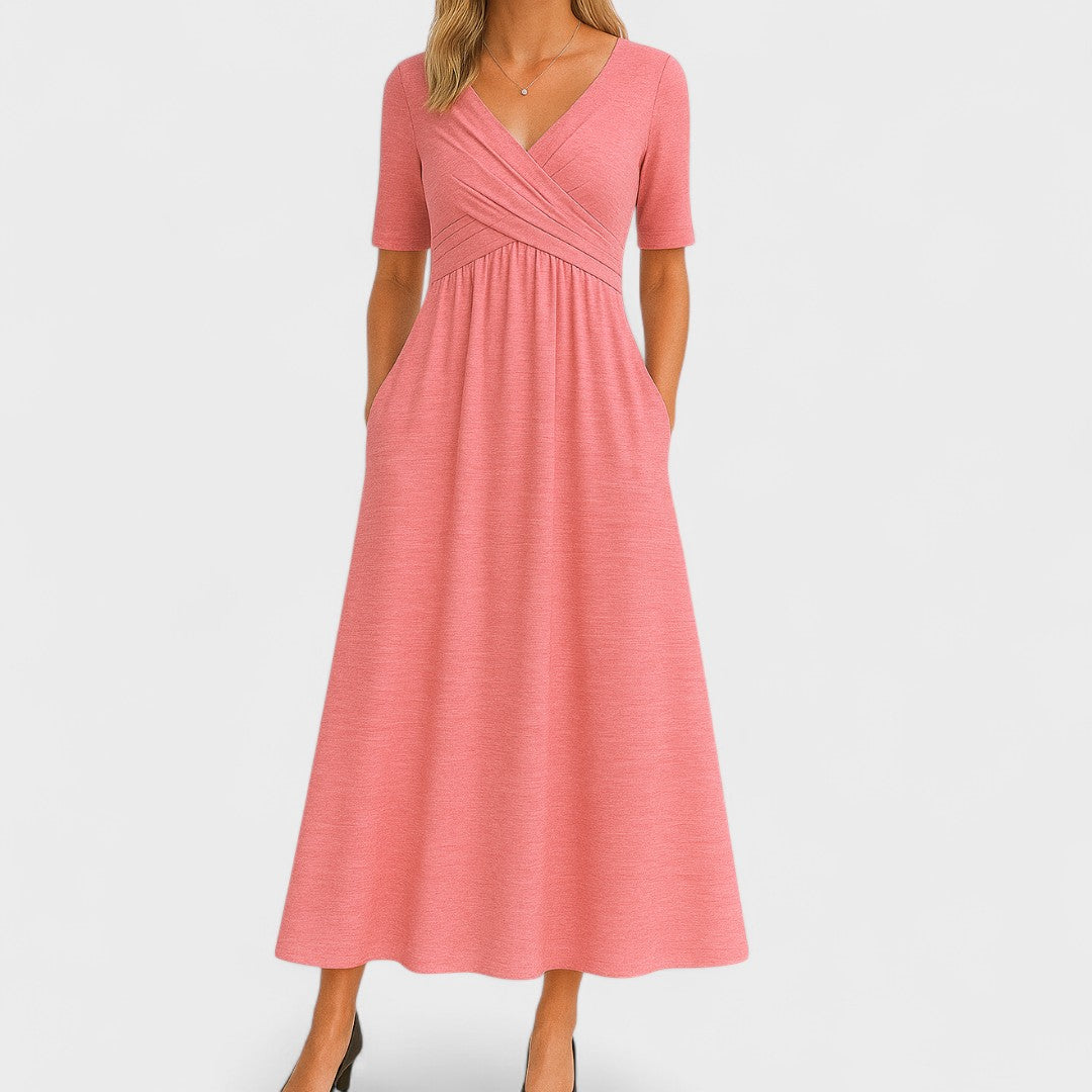 Noelle | Elegante vestido midi con cuello en V