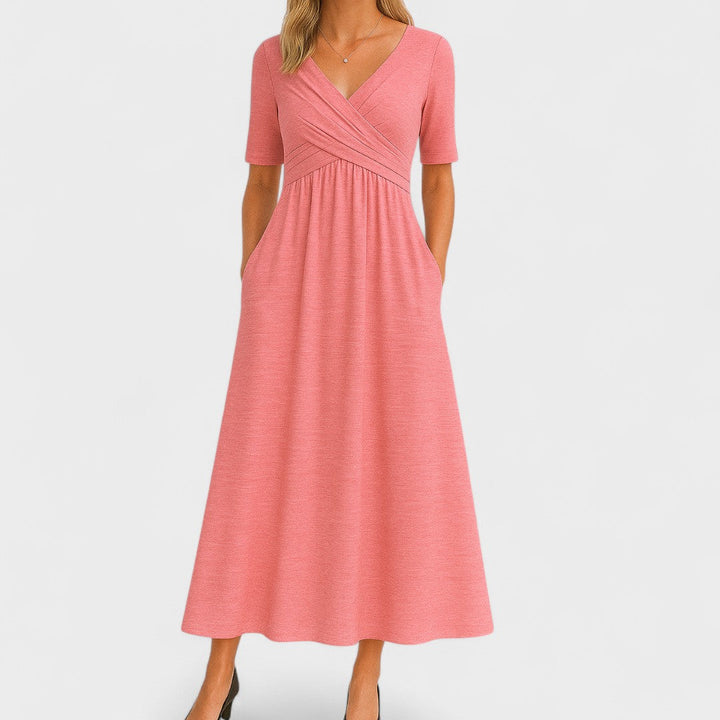 Noelle | Elegante vestido midi con cuello en V