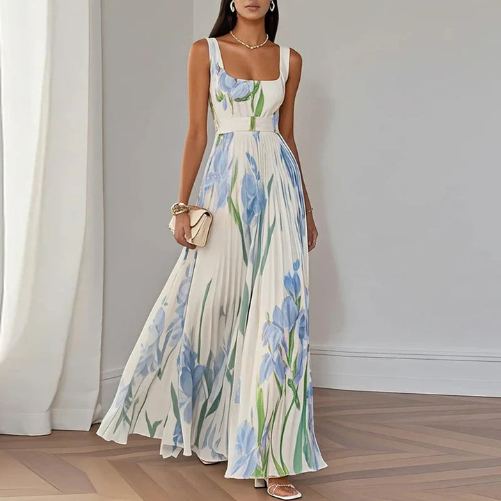 Oriana | Vestido largo de corte A con estampado floral