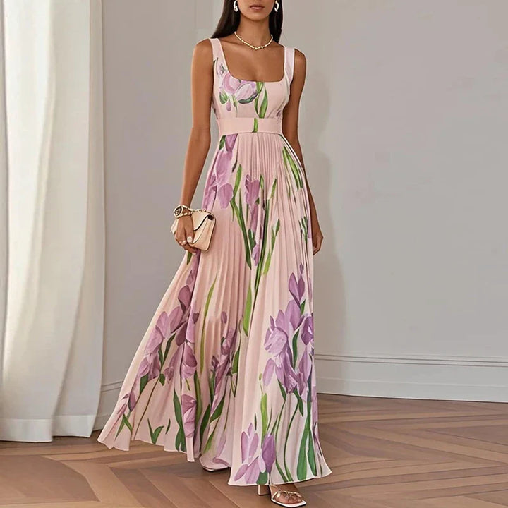 Oriana | Vestido largo de corte A con estampado floral