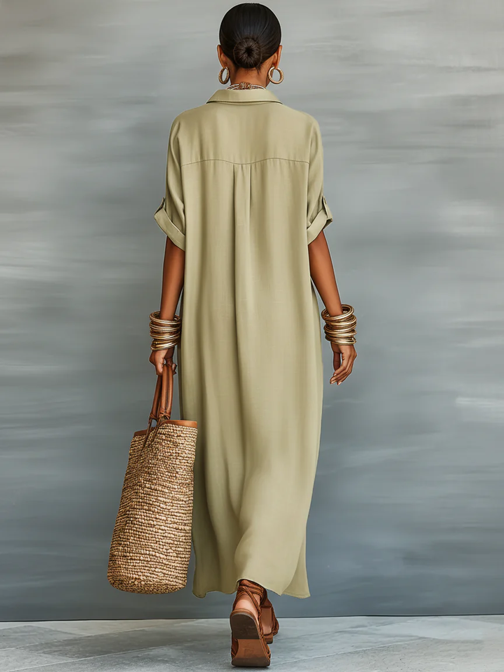 Manelle | Vestido maxi verde oliva