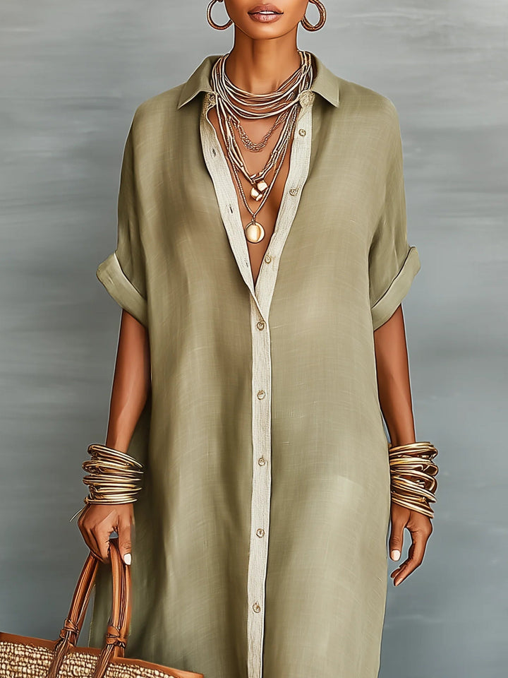 Manelle | Vestido maxi verde oliva