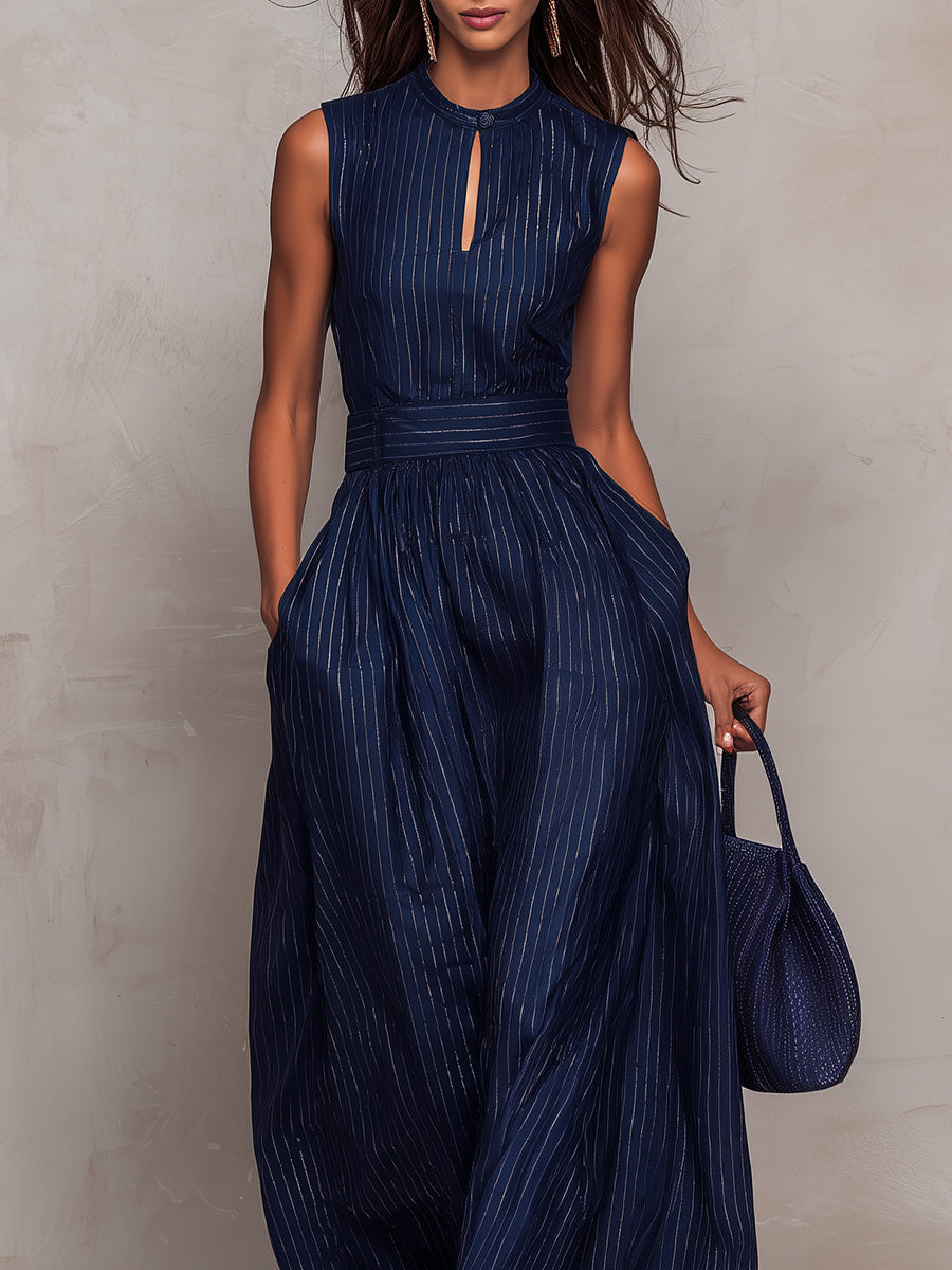 Anna | Mono elegante azul con escote V