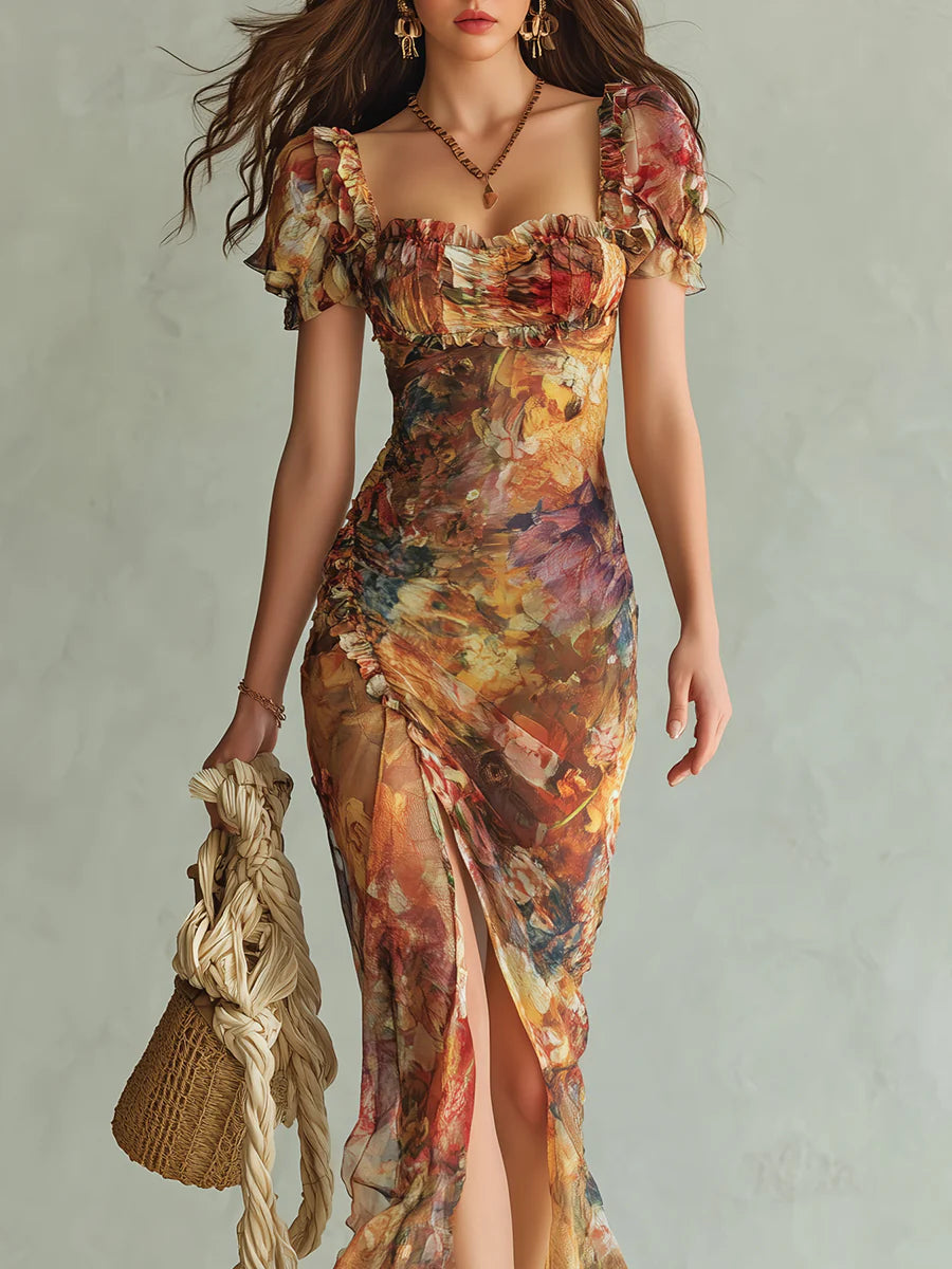 Viola | Vestido largo bohemio naranja
