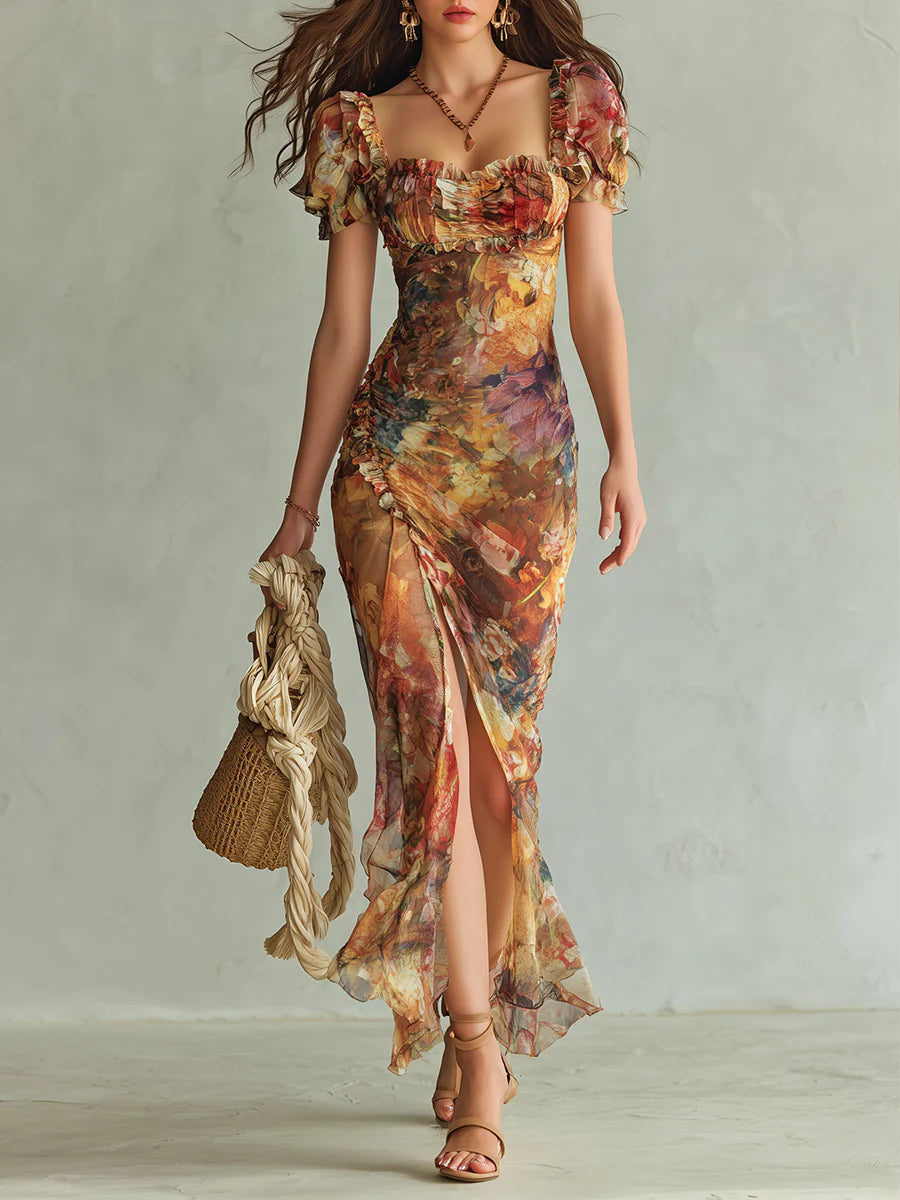 Viola | Vestido largo bohemio naranja