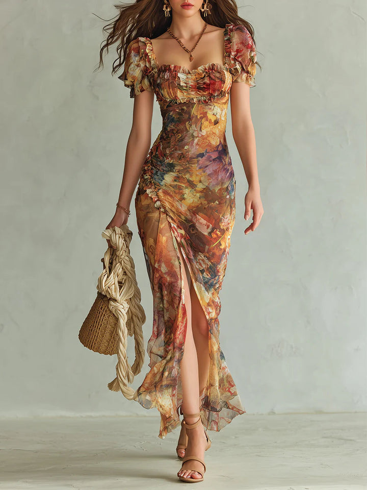Viola | Vestido largo bohemio naranja