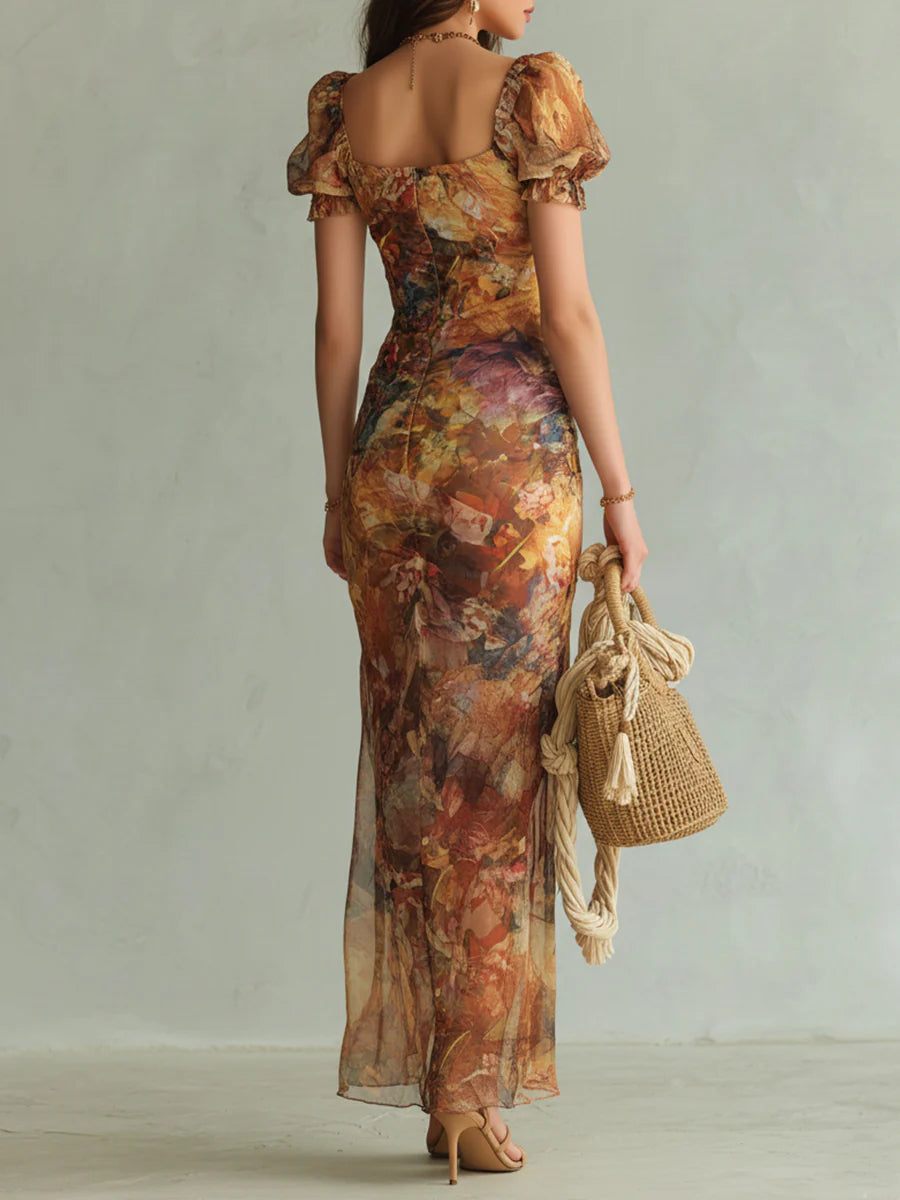 Viola | Vestido largo bohemio naranja