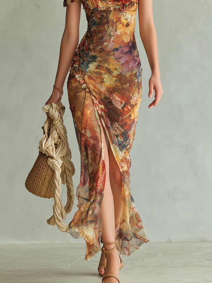 Viola | Vestido largo bohemio naranja