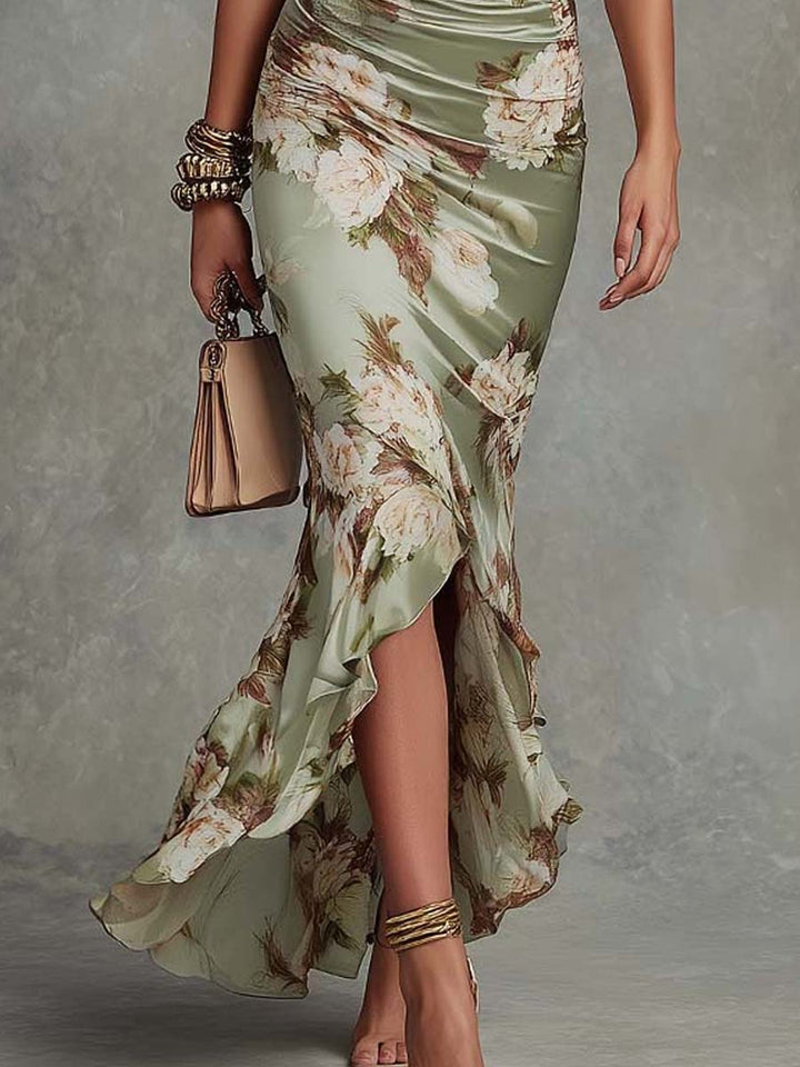 Rosita | Vestido elegante satén verde