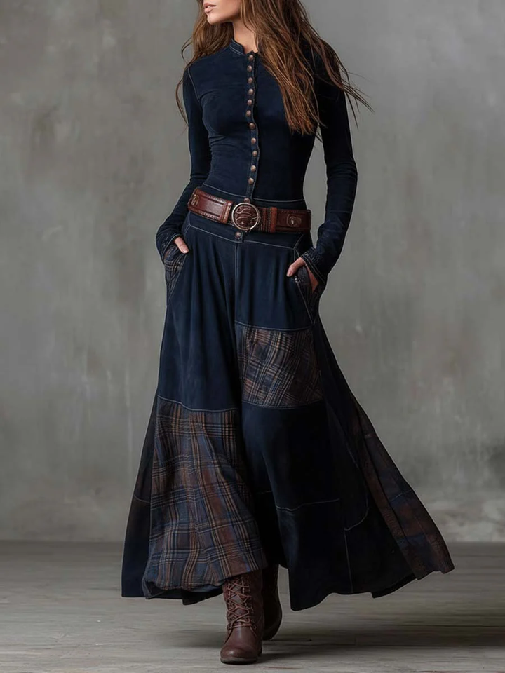 Sofia | Vestido maxi de ante con cinturón