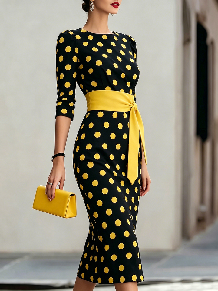 Isabel | Vestido midi de Lunares Elegante