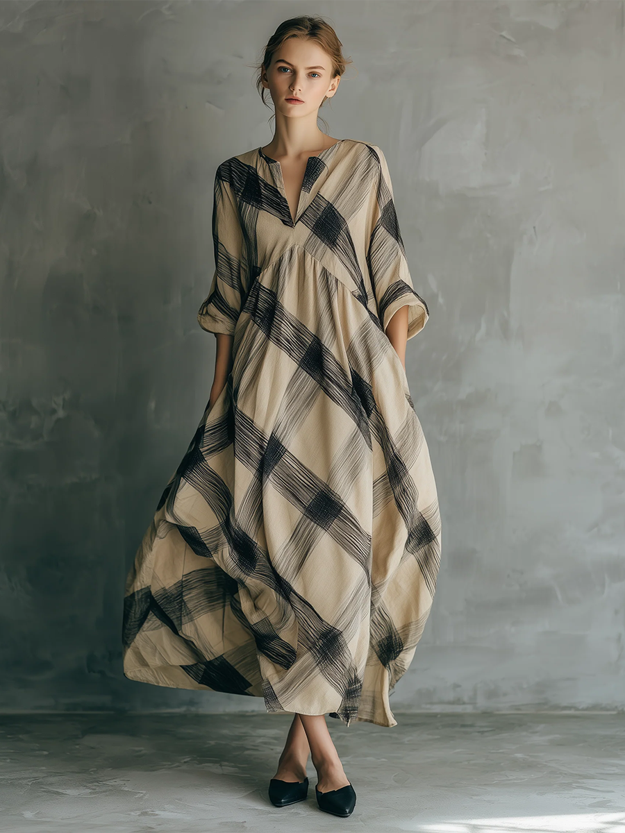 Luciana | Vestido holgado con Estampado Artístico