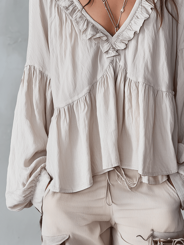 Natalissa | Blusa bohemia con volantes, de estilo vintage y corte vaporoso