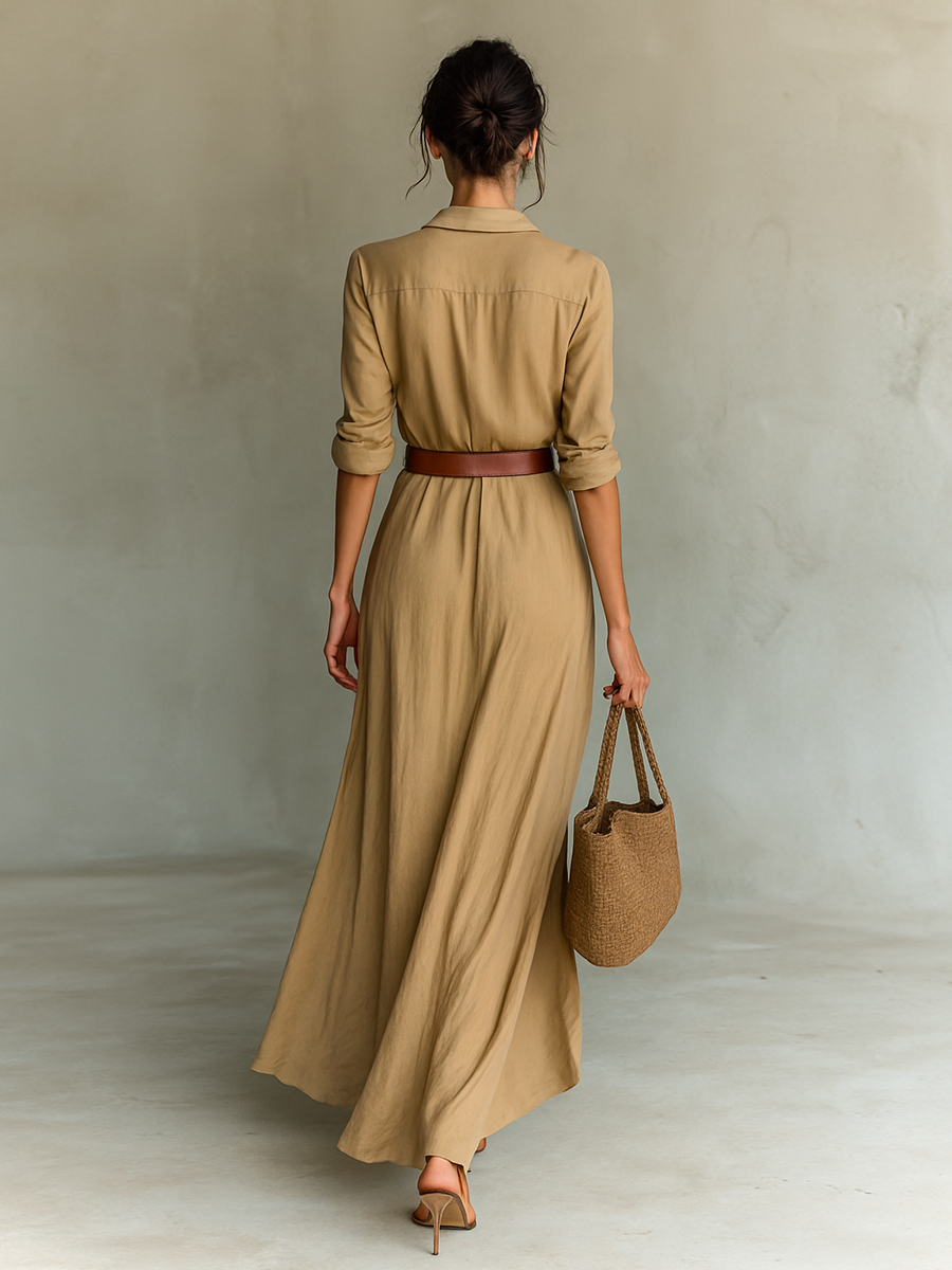 Mia | Vestido largo elegante con cinturón