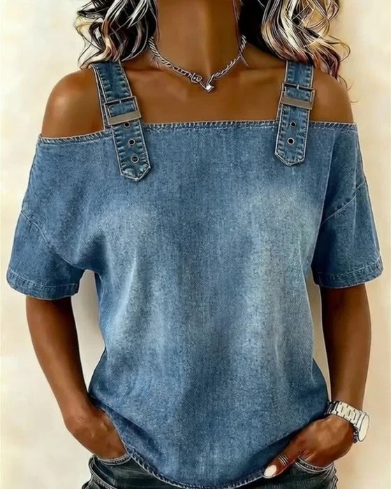 Valeria | Blusa denim elegante