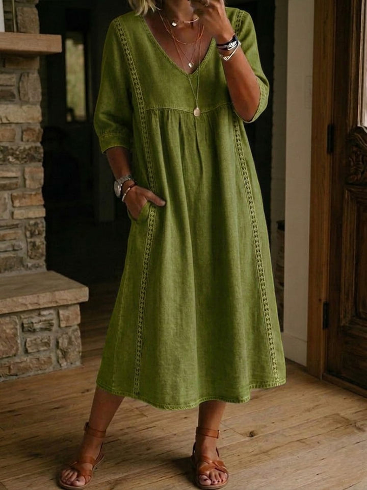 Aurélie | Vestido holgado de lino y algodón con encaje
